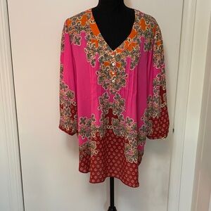 Rose & Olive Pink and Orange Blouse 3/4 sleeves Size 1X